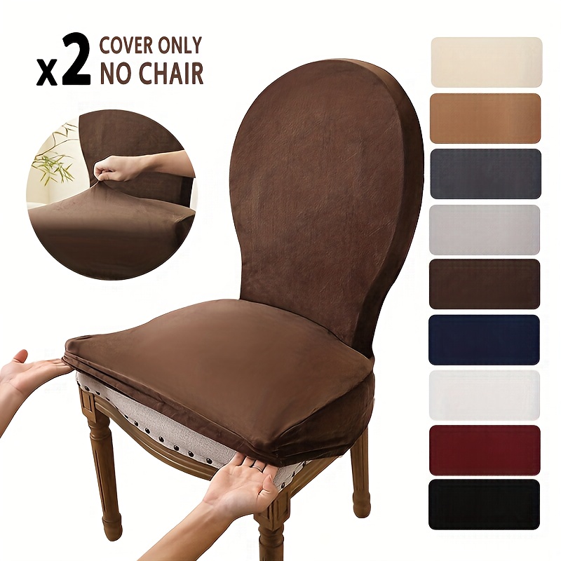TEMU 1/2pcs European Style Round Back Dining Chair Slipcovers Soft Velvet Curved Chair Cover For Hotel Banquet, Without Arms Oval Side Chairs Cover