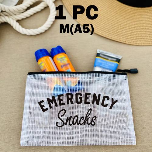 1 2 5pcs set black snacks letter ultra light waterproof large capacity transparent grid bag travel essential makeup bag dry and wet storage bag candy snack bag wash bag clothes storage bag travel swimming vacation sunscreen travel essentials wedding beach party gifts multi purpose luggage storage zipper bag