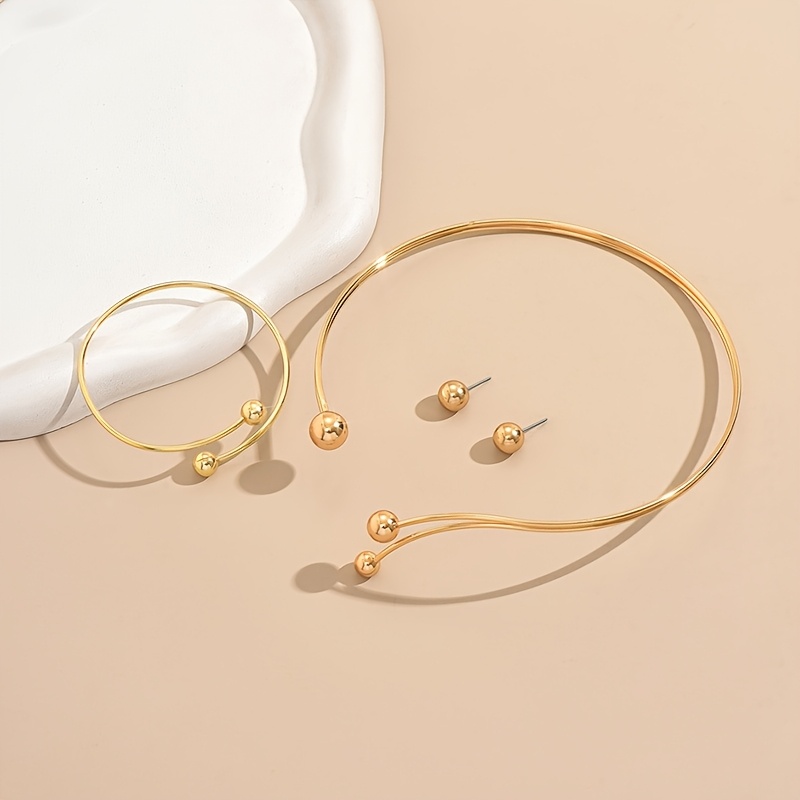E-shop 4-teiliges/Set Exquisites Geometrisches Mehrschichtiges Ohrring-Halsketten-Set für Damen