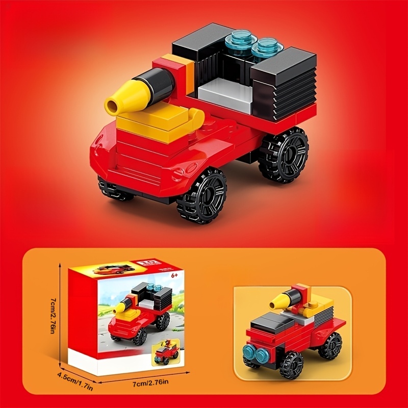 10pcs Red Fire Truck Building Blocks Set, Gift for Kids