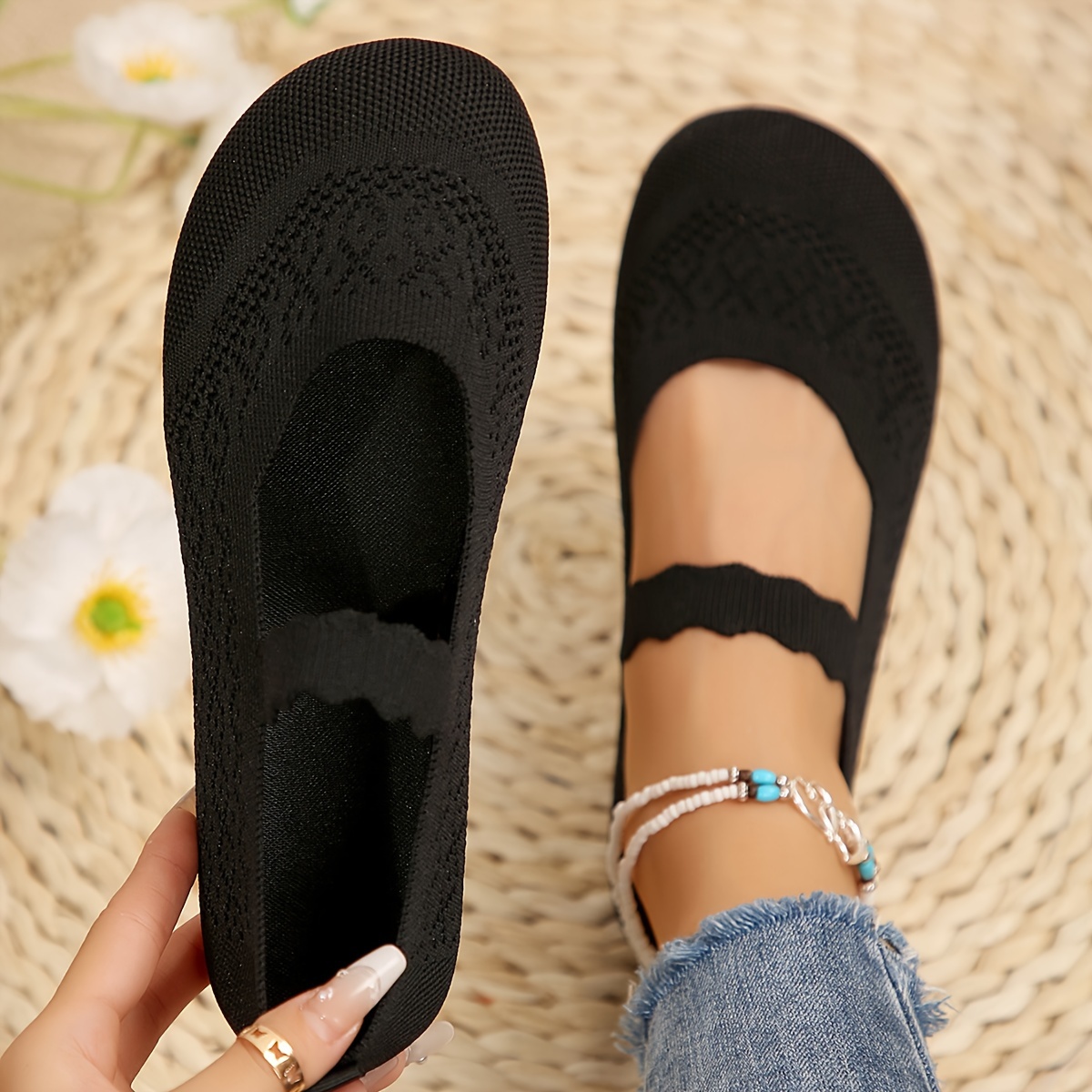 TEMU Women's Mary- Flats, -on Round Toe Shoes, & Inner, , With Hand Washable For & European Special