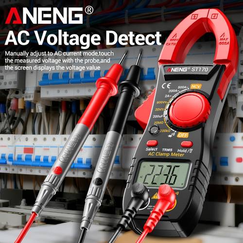 clamp meter digital multimeter professional electricians maintenance ammeters 500 current ac voltage tester 2000 hz ncv ohm diode tester clamp meter multifunctional tools no battery