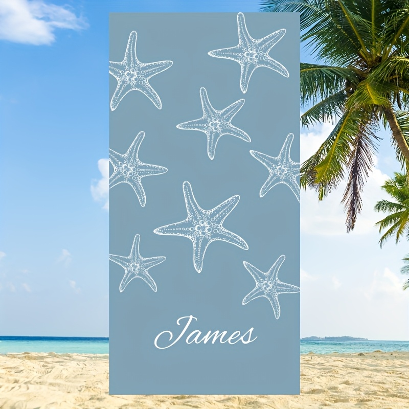 E-shop Personalisiertes Seestern-Strandtuch - Individueller Name & Farbe (Bis zu 3 Farben), Vintage-Stil Superweiche Mikrofaser, 35x70 Zoll