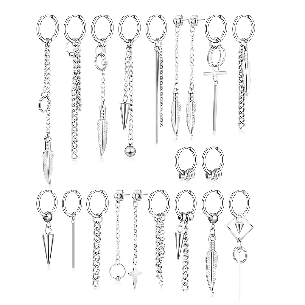 TEMU Pendientes Largos de Acero Inoxidable Minimalistas