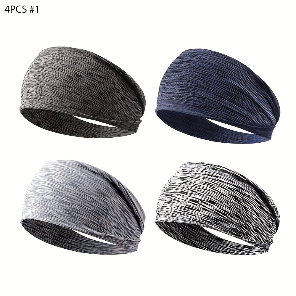 TEMU 4pcs Moisture Wicking Headbands For Women - Non-slip Sweatbands For Workout, Sports, Yoga, Running, Athletic Hair Bands
