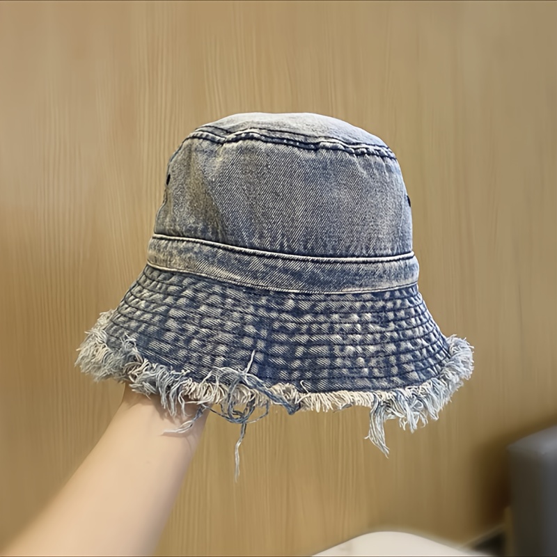 High Quality Solid Color Bucket Denim Bucket Hat For Women