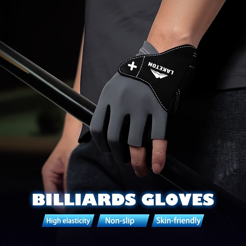 

Professional Billiard Gloves For Left Hand - Breathable, Half-finger Design With Closure - In Gray, Pink, Black