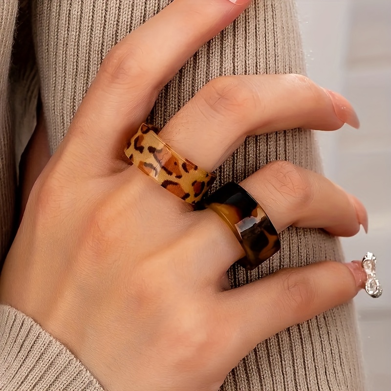 TEMU 2 piezas de anillos abiertos ajustables, estilo bohemio y elegante, material acrílico de calidad, adecuados para uso diario y fiestas, joyería
