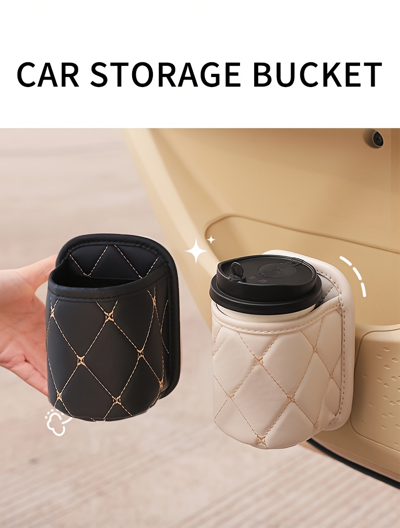 1pc pu leather car cup holder multifunctional car door hanging storage bag put umbrellas and throw out the trash     fits most cars Product details 0