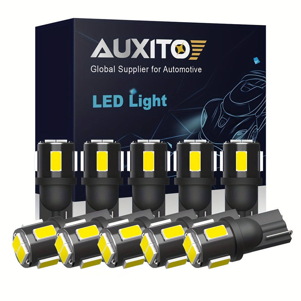 TEMU Auxito 10pcs 194 168 T10 Led Car Side Interior Lights 12v W5w Led Bulb Auto White 6000k Dome Glove Box Lamps