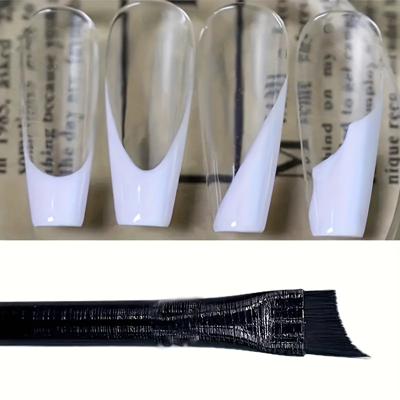 1 Precision Pointed Nail Art Brush, Angled Tip, Half-moon Gel Acrylic Paint Nail Diy Brush, Unscented, Black Handle