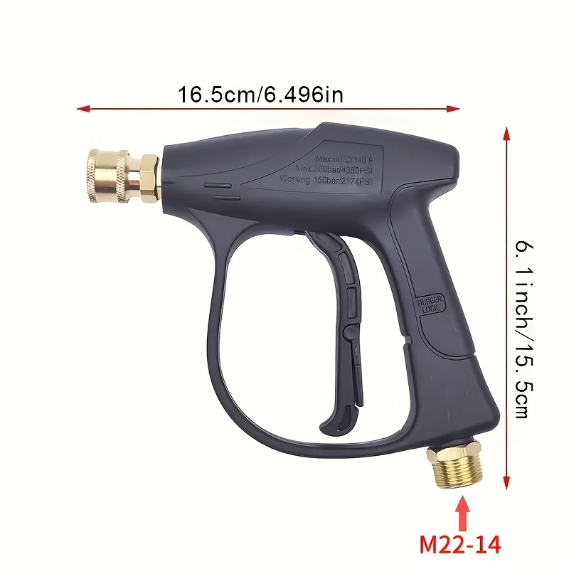 4350psi high pressure car wash water gun is used for high pressure cold water cleaning machine m22 14 tail connection 1 4 quick interface nozzles with storage base easy to store and not easy to lose Product details 2