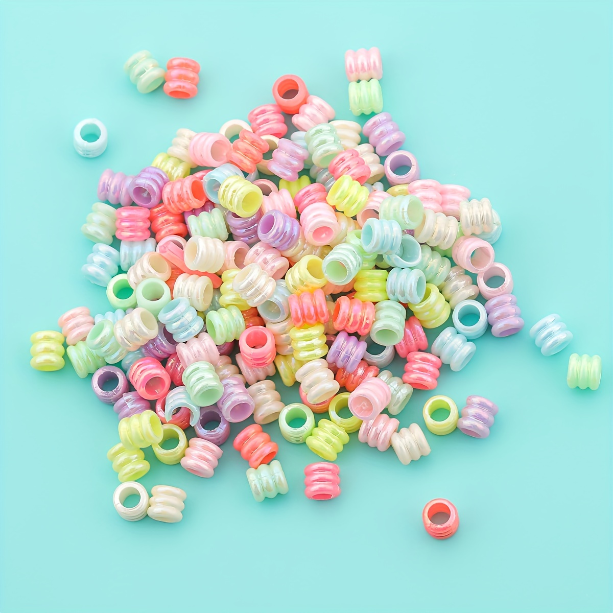 200pcs Iridescent Candy Large Hole Loose Beads for DIY Crafting
