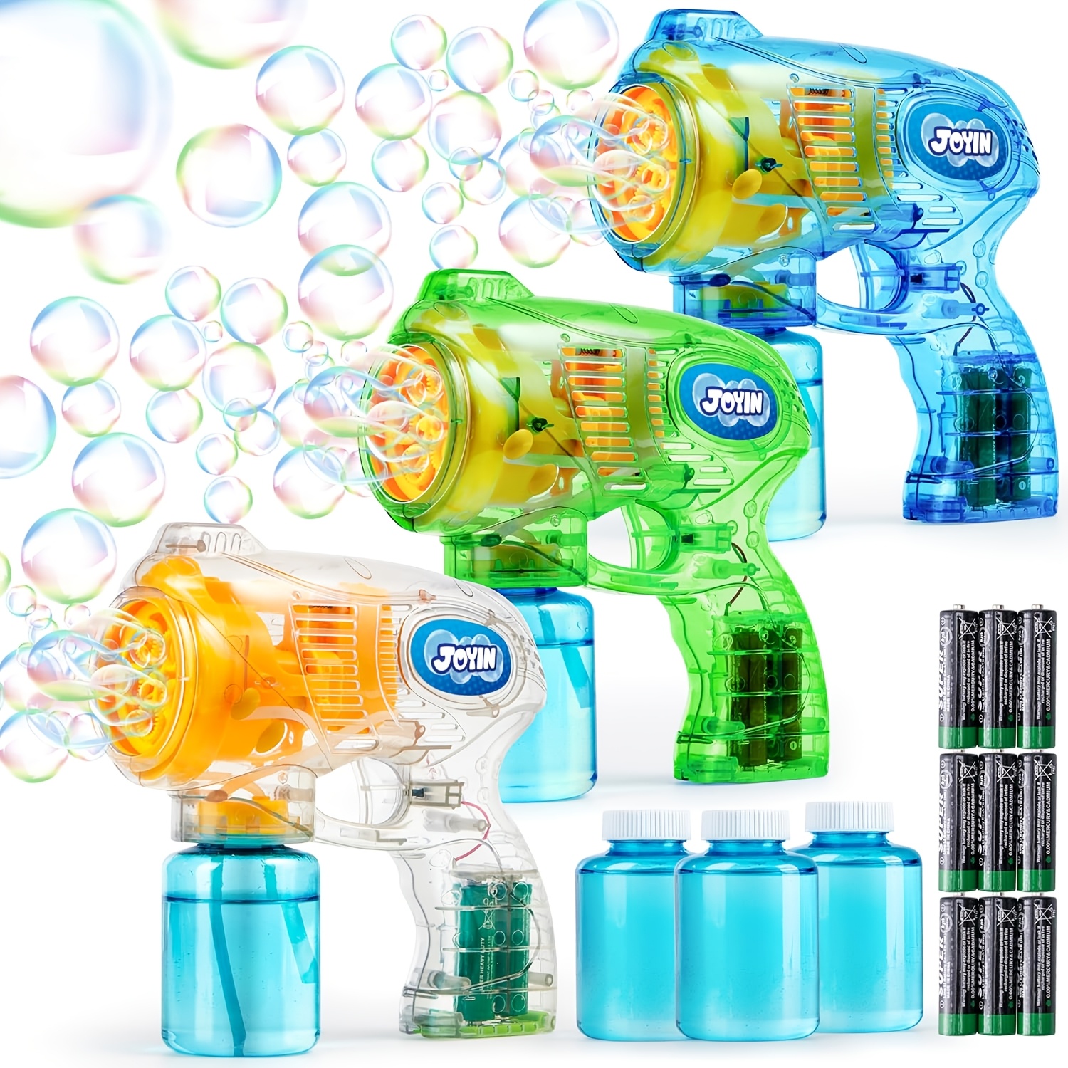 TEMU 3-pack Bubble Guns With , Automatic Bubble Maker Blower Machine For Kids, Halloween Party Favors, Outdoor Indoor Activity, Birthday Gift