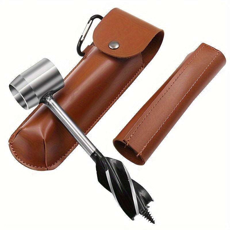 

Goxawee Survival Tool, Bushcraft Hand Auger Wrench, Wood Drill Manual Drill Wrench, Tool With Leather Pouch And Hook For Outdoor Camping Bushcrafting Backpacking