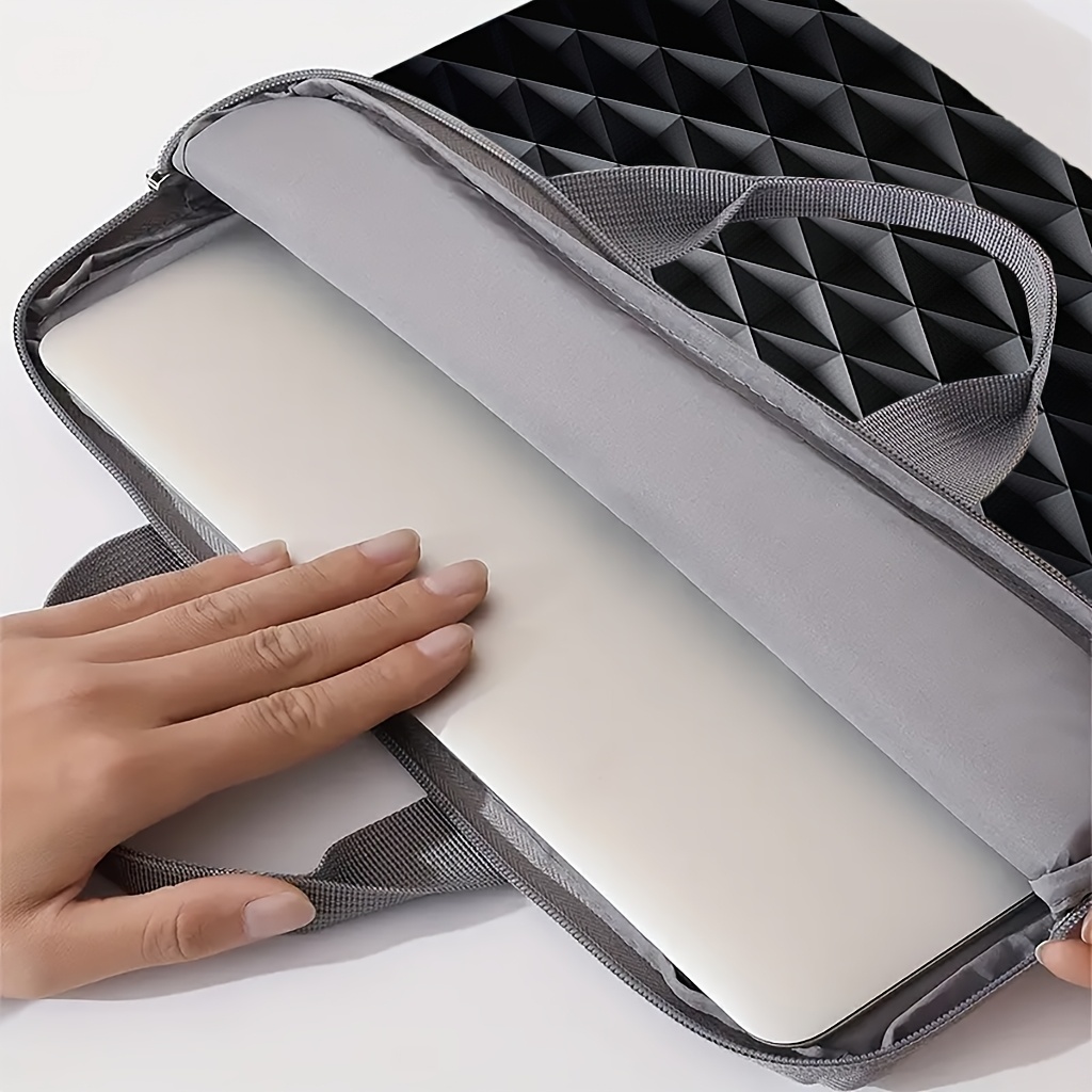 Cute Printed Notebook Computer Bag, Dark Geometric Design