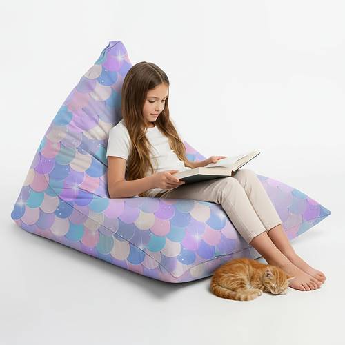 bean bag cover with mermaid scale pattern jumbo floor cushion sack for children adults to pl