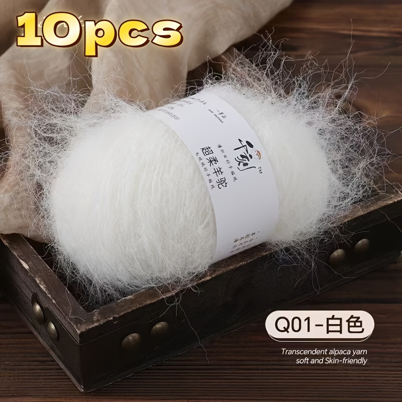 E-shop 10-fach - 250g, Langstapel-Alpakagarn, zum Häkeln Stricken von Damenmode-Pullovern, Schals, Mützen, für Herbst/Winter, handgemachte