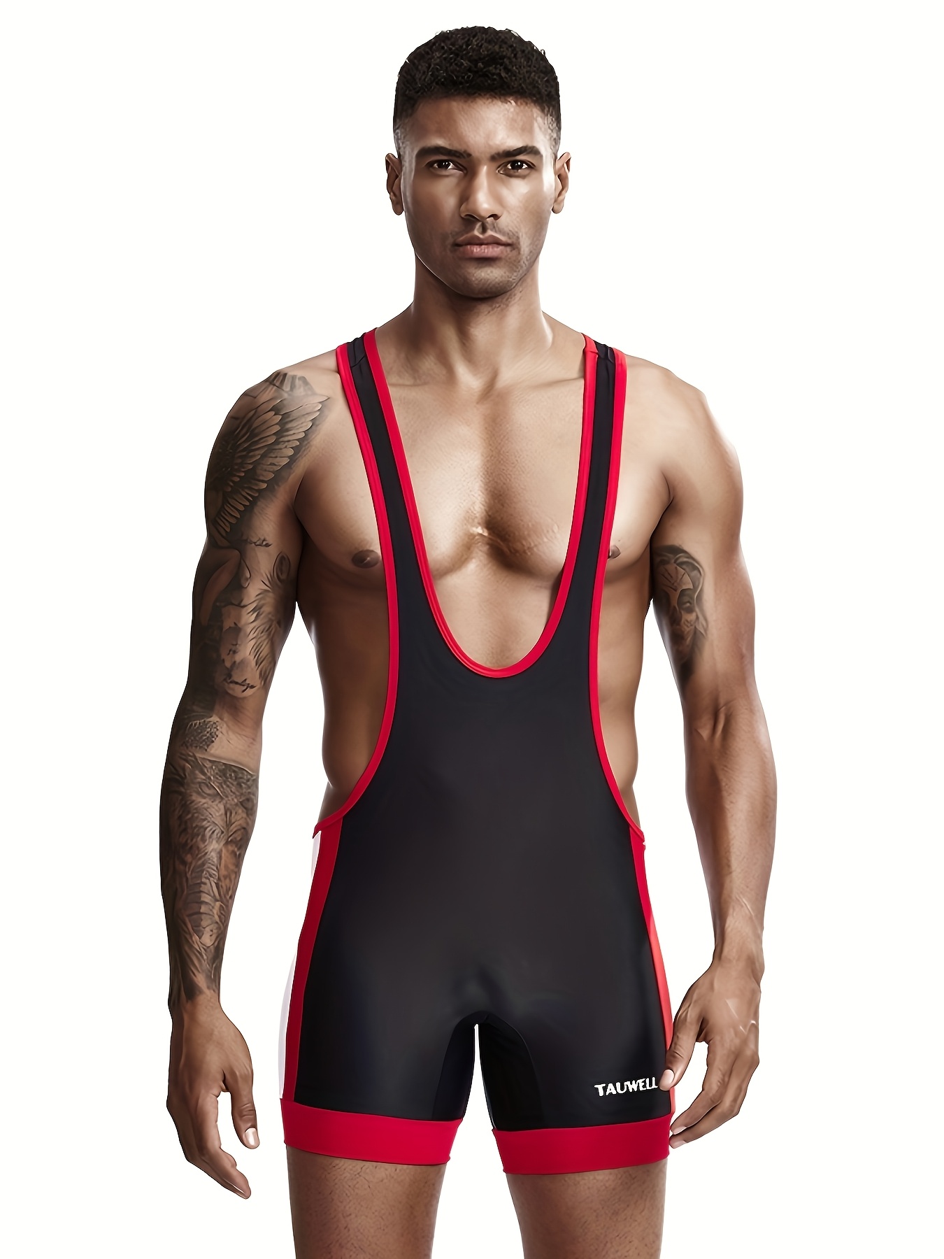 mens bodysuit wrestling outfit for sports and fitness training featuring high   a sexy design   quick dry and breathable fabric black 0