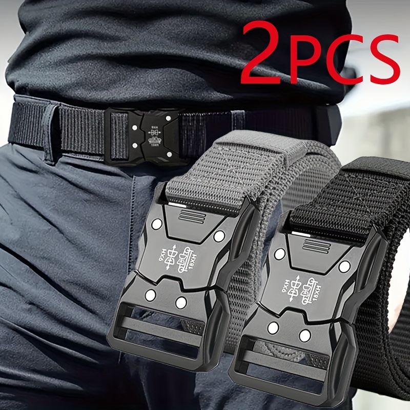 2pcs Unisex, Multi-Purpose Tactical Nylon Belt - Tailored for Outdoor Sports And Training, Canvas Braided Breathable Belt, Quick Release Design, Comfortable And Durable, Stylish And Versatile