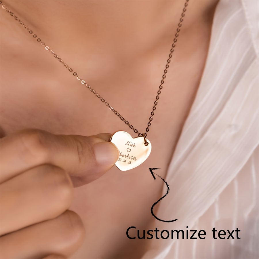 Personalized Engraved Heart Shape Stainless Steel Pendant Necklace