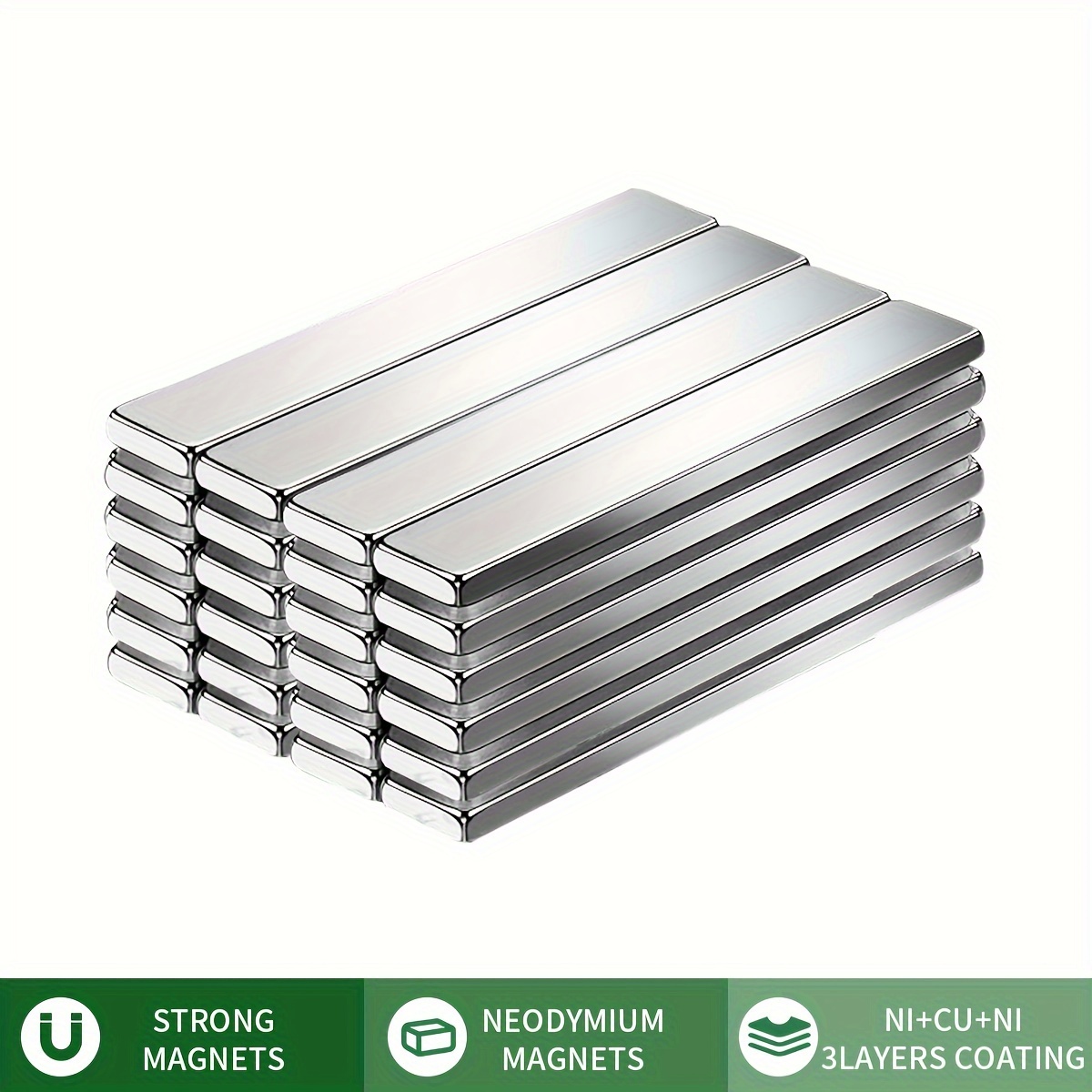 

24 Pack Strong Neodymium Magnets - 60 X 10 X 3mm Square Magnets - Ideal For Tool Organization And Office Storage