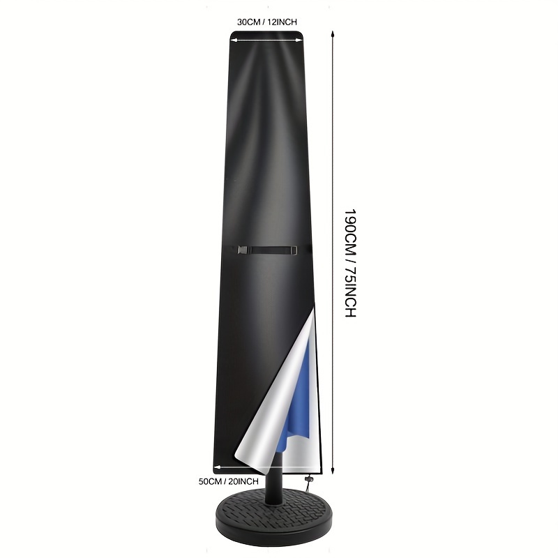 Image of 1pc Patio Umbrella Cover For Sun Protection, With Storage Bag, With Zipper And Strap, Suitable For Straight Umbrellas