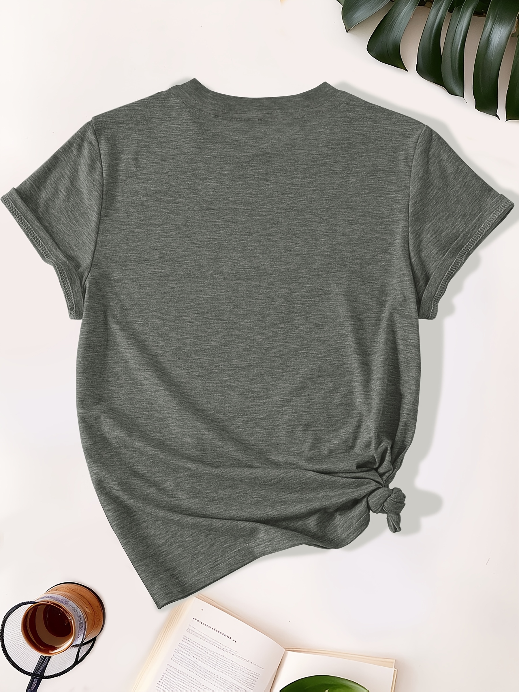 womens olive green casual t shirt with cute duck graphic humorous quote soft breathable fabric relaxed fit round neck short sleeve top for casual attire machine washable ladies t shirts Product details 15