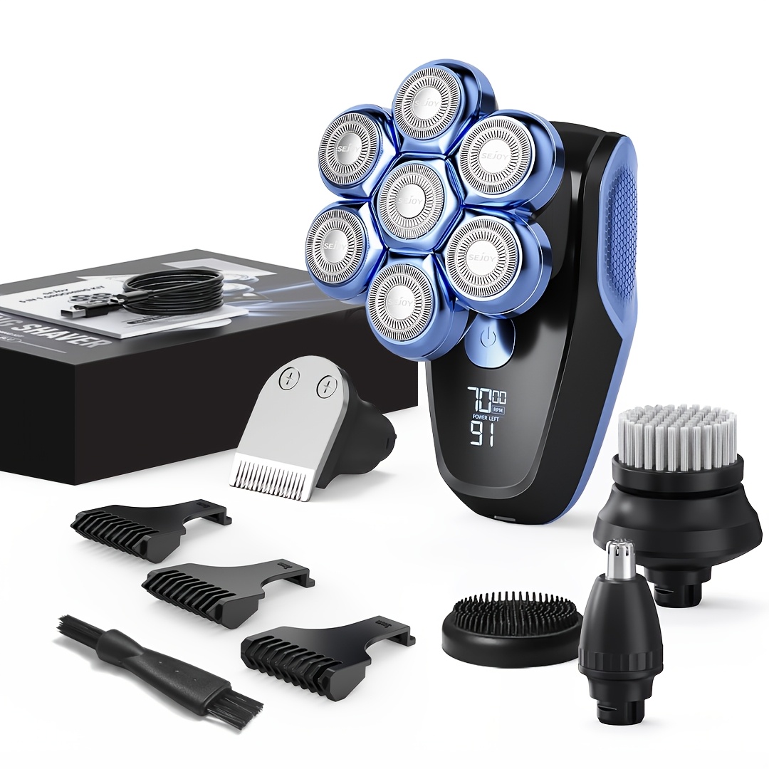 TEMU Head Shavers For , 7d Magnetic Bald Head Shavers Mens Head Shaver, Led Display Electric Razor Type-c Wireless Charging, 6500-9200rpm, 360° For