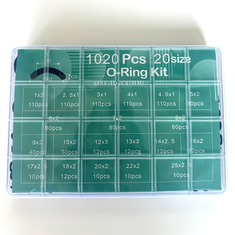 Image of 1020pcs Nbr O-ring Set, With A Hardness Of 65a, Featuring A Circular Cross-section And A Gasket Combination, In 20 Sizes Suitable For High-pressure Cleaners And Gas Sealing Componentscomponents