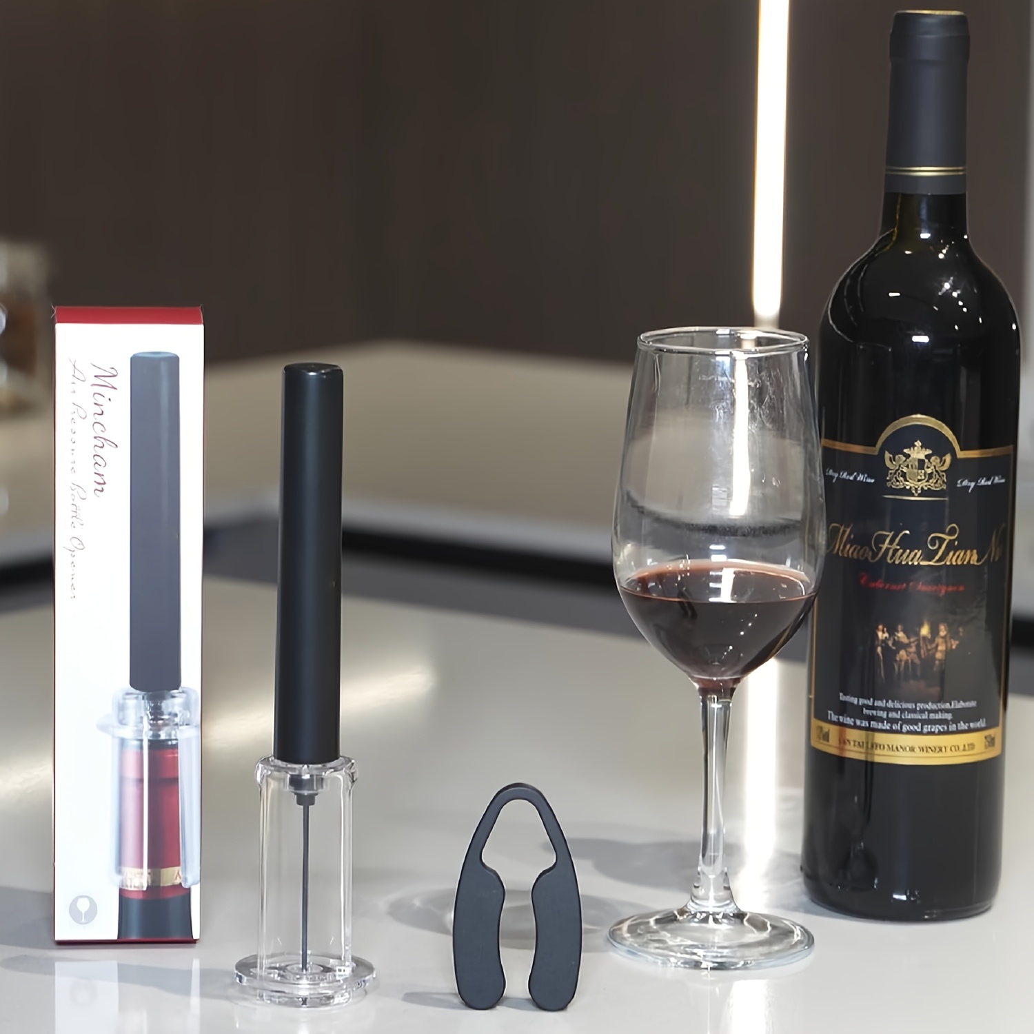 Image of Corkscrew Wine Bottle Opener With Air Pressure Pump And Foil Cutter, Perfect Gifts For Wine Enthusiasts