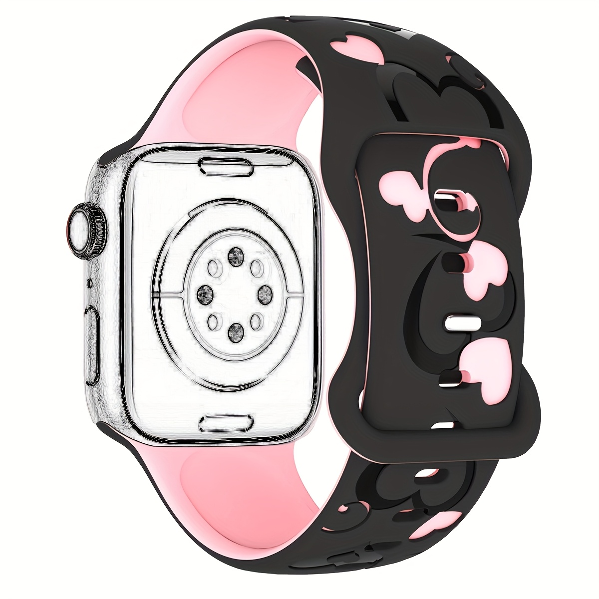 Image of Heart Engraved Strap, Compatible With Watch Fashion Bands 41mm 40mm 44mm 45mm 42mm 38mm 49mm 46mm, Iwatch Band For Women, Band For Iwatch Series Se 11 10 6 5 4 3 Ultra