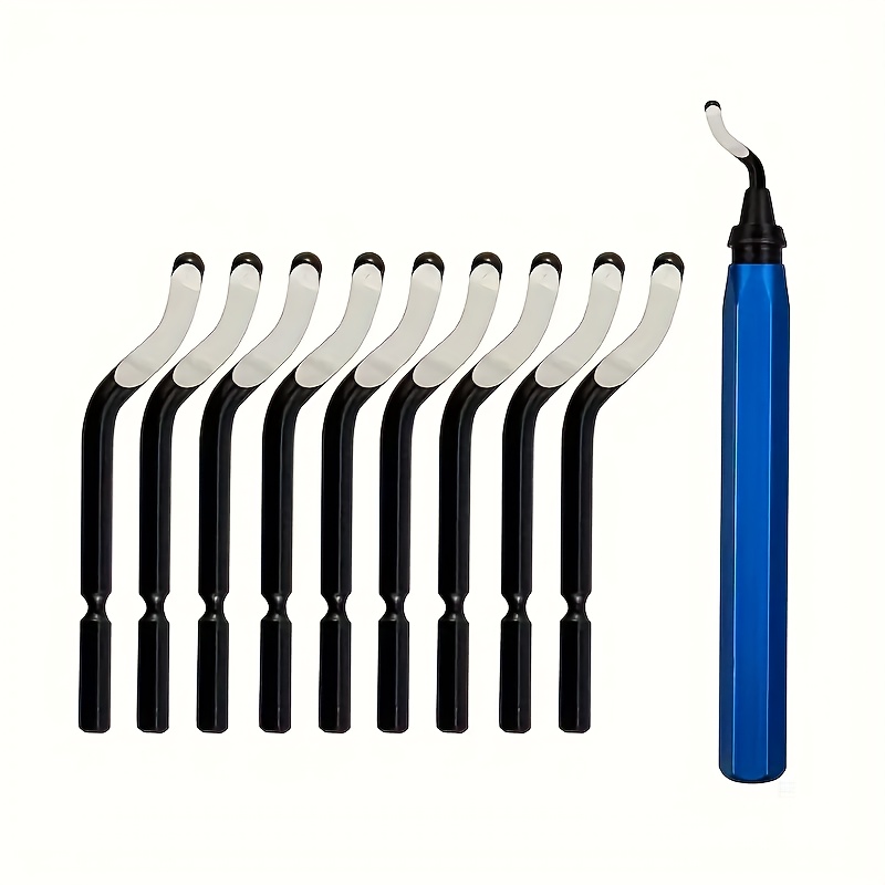 

10pcs Deburring Tool Set With 360° Rotatable Steel Handle - Ideal For Metal, Resin, Plastic, Copper & Wood, Deburring Tool For Metal