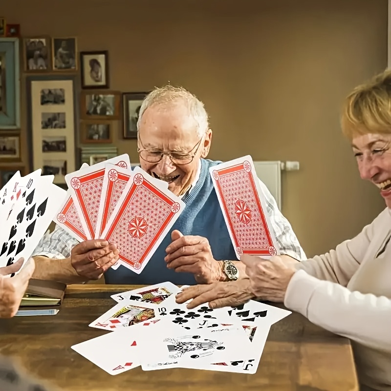 Thick and Durable Large-sized Playing Cards, Double the Size with High-definition Printing, Easy to Read for the Elderly with Poor Vision, Slip-resistant and Moisture-proof, Perfect for Party Games and Family Entertainment