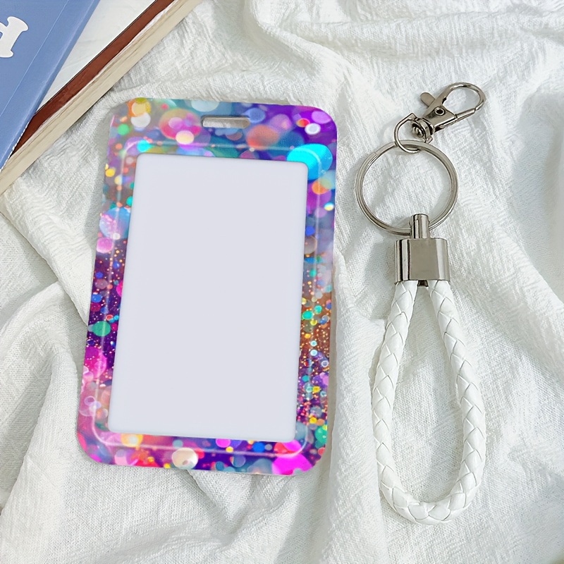 TEMU 2d Colorful Glitter Plastic Sliding Id Card Holder With Lanyard,bus Card,credit Card,id Card, Student Id Card,employee Id Card,doctor And Nurse