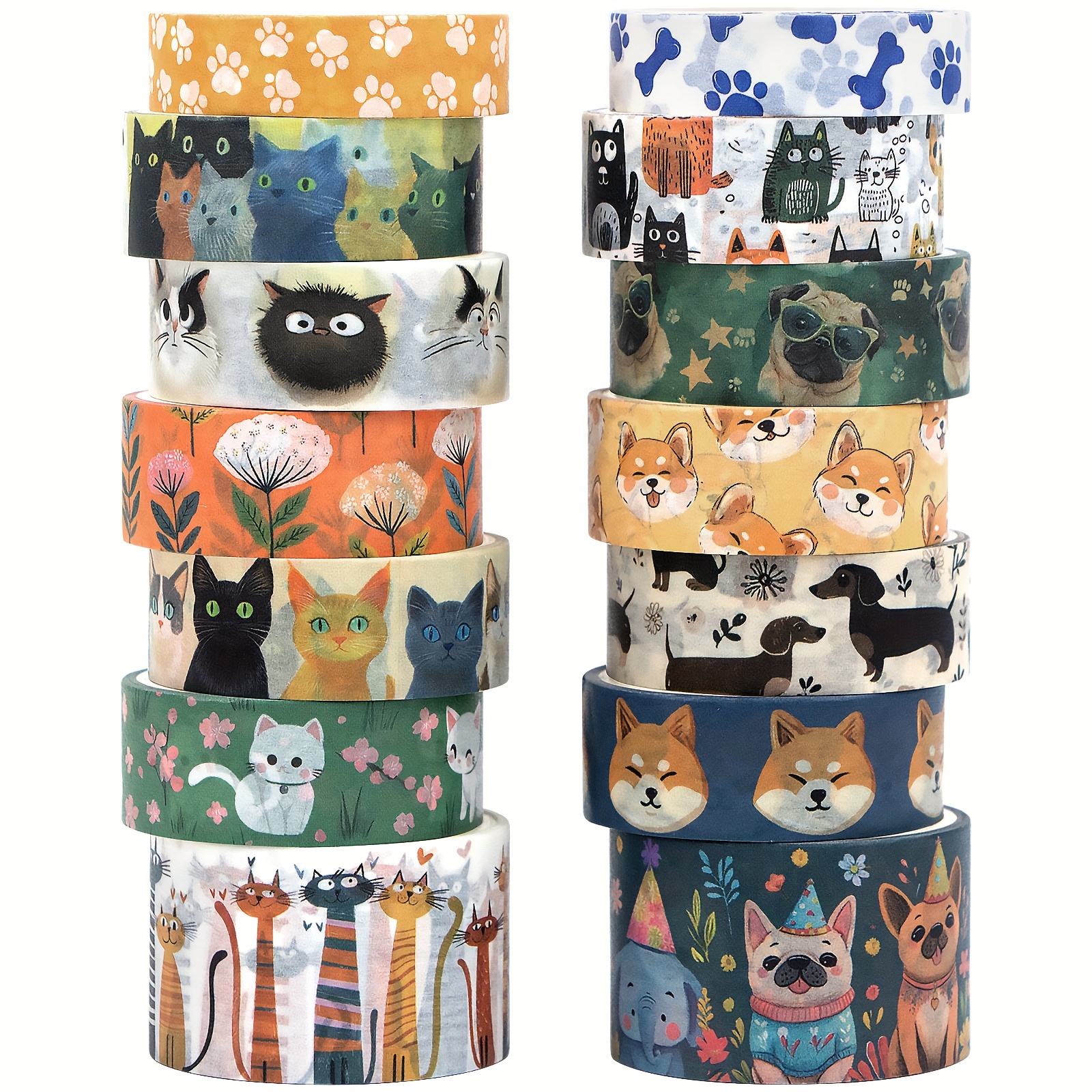14 Rolls Washi Tape Set, Patterns For Journal, Planner, Diy & Stationery Gift