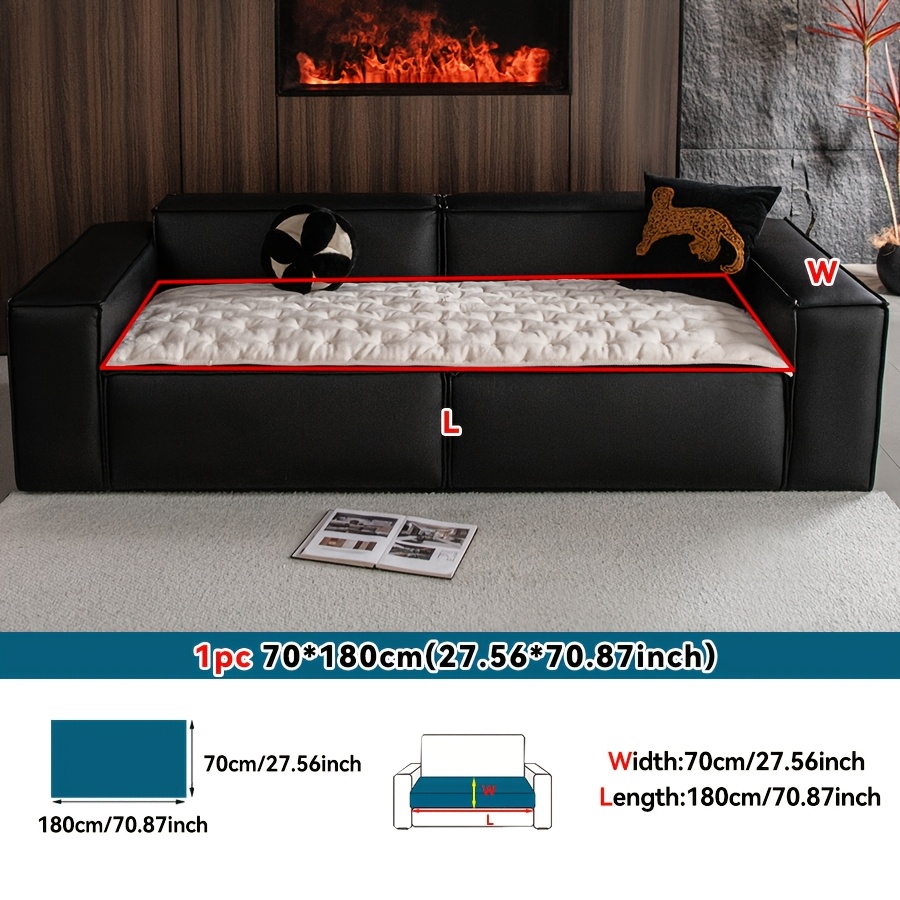 TEMU 1pc, Coussin de canapé en peluche épaisse, Bord surpiqûre, Décoration intérieure moderne, Lavable en machine, Convient aux canapés 2 places, 3