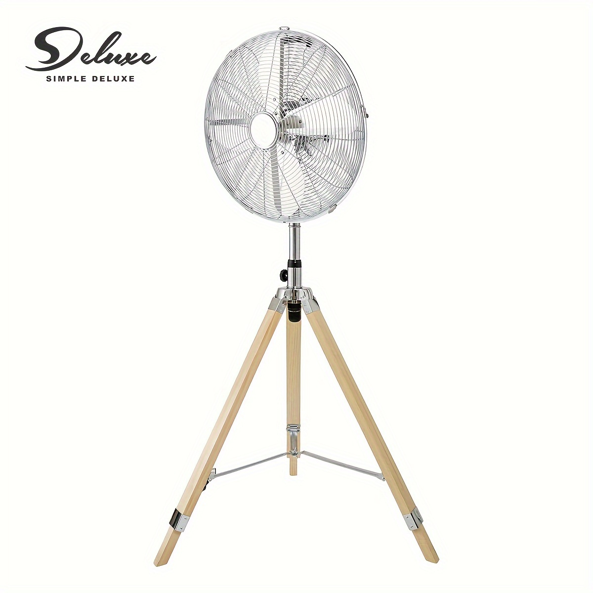 

Simpledeluxe Retro Tripod Fan, Home Air Circulation Nostalgic Vertical Fan, 3 Speeds, Adjustable Height, Silver-16 Inch, 16 Inch