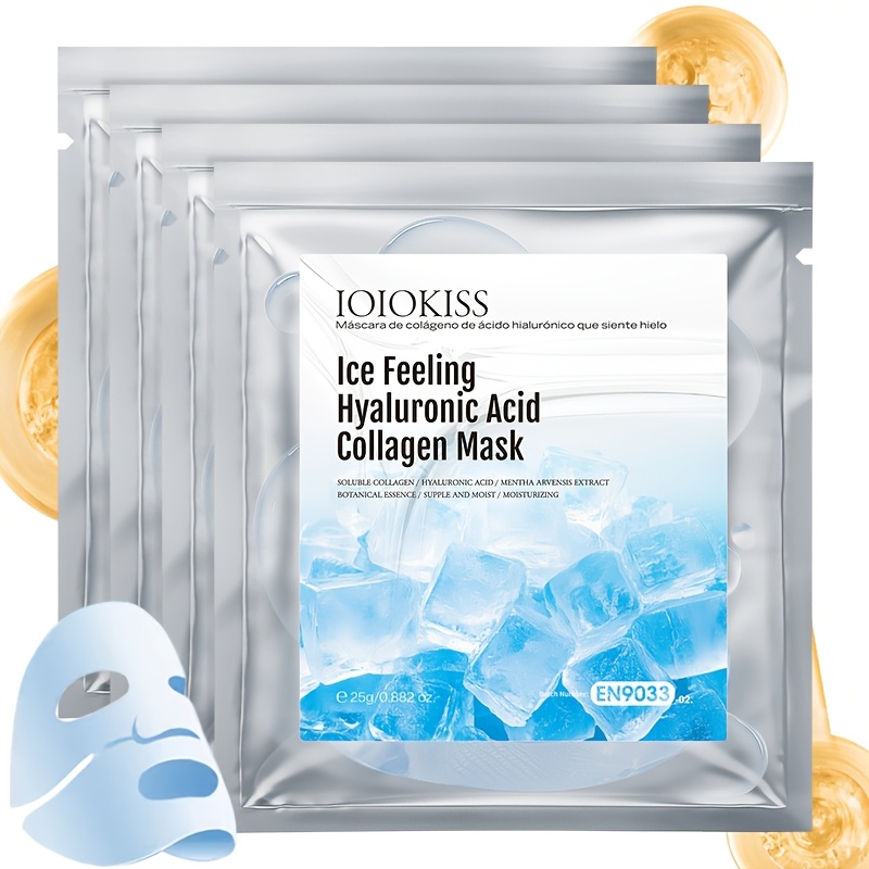 Image of 4pcs Korean Instant Collagen Lifting Mask, Hyaluronic Acid And Collagen, Moisturizes To Make Facial Delicate, Smooth, And Hydrated, Brightens , And Provides Deep Hydration For The Skin. Facial Care