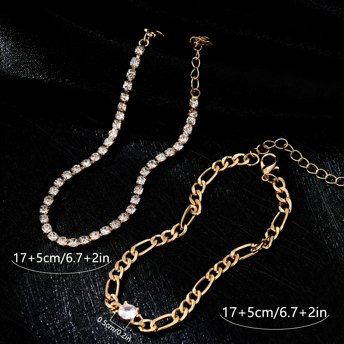 Women's Shiny Temperament Inlaid Zirconia Stackable Bracelet Set