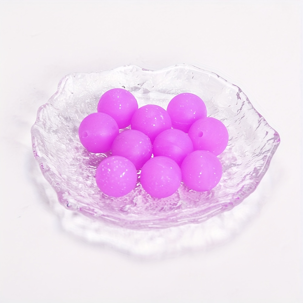 60pcs Glitter Silicone Beads in 6 Vibrant Colors for DIY Jewelry