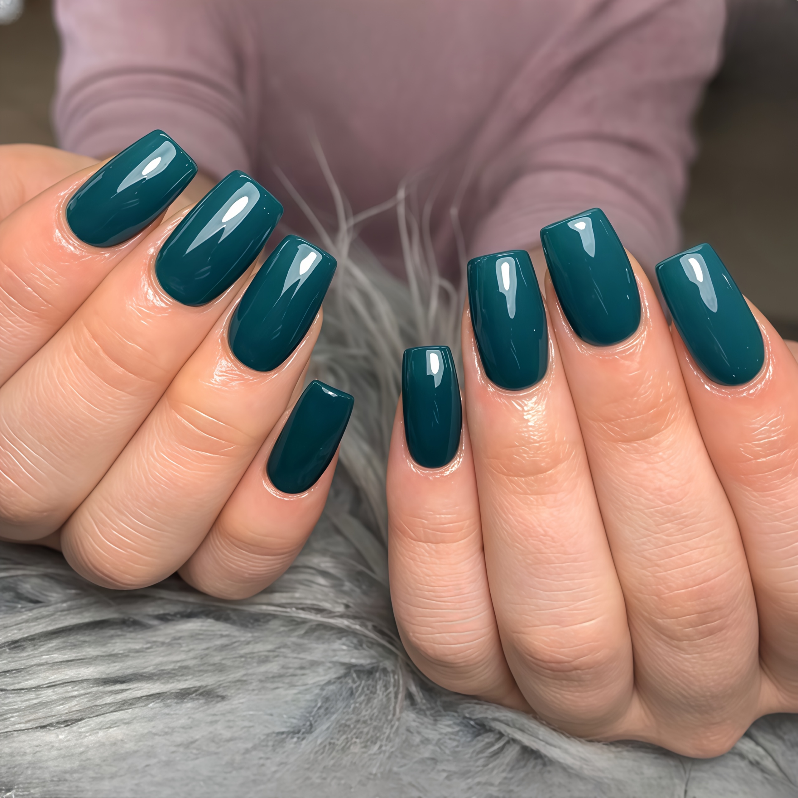 TEMU 24pcs Medium-length Square Fake Nails With A Glossy Surface, Easy To And Reusable Nail Stickers, Suitable For Women And For Everyday Wear In ,
