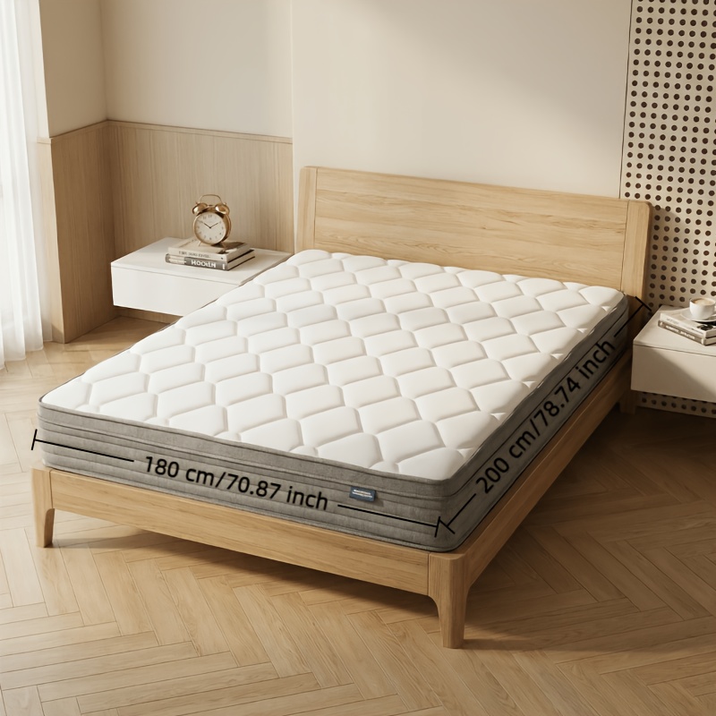 TEMU Multiple Colours Multiple Patterns 10 Inch Mattress - Stainless Steel Springs, Breathable Knit Fabric, Medium Firm Support For Back, Eu