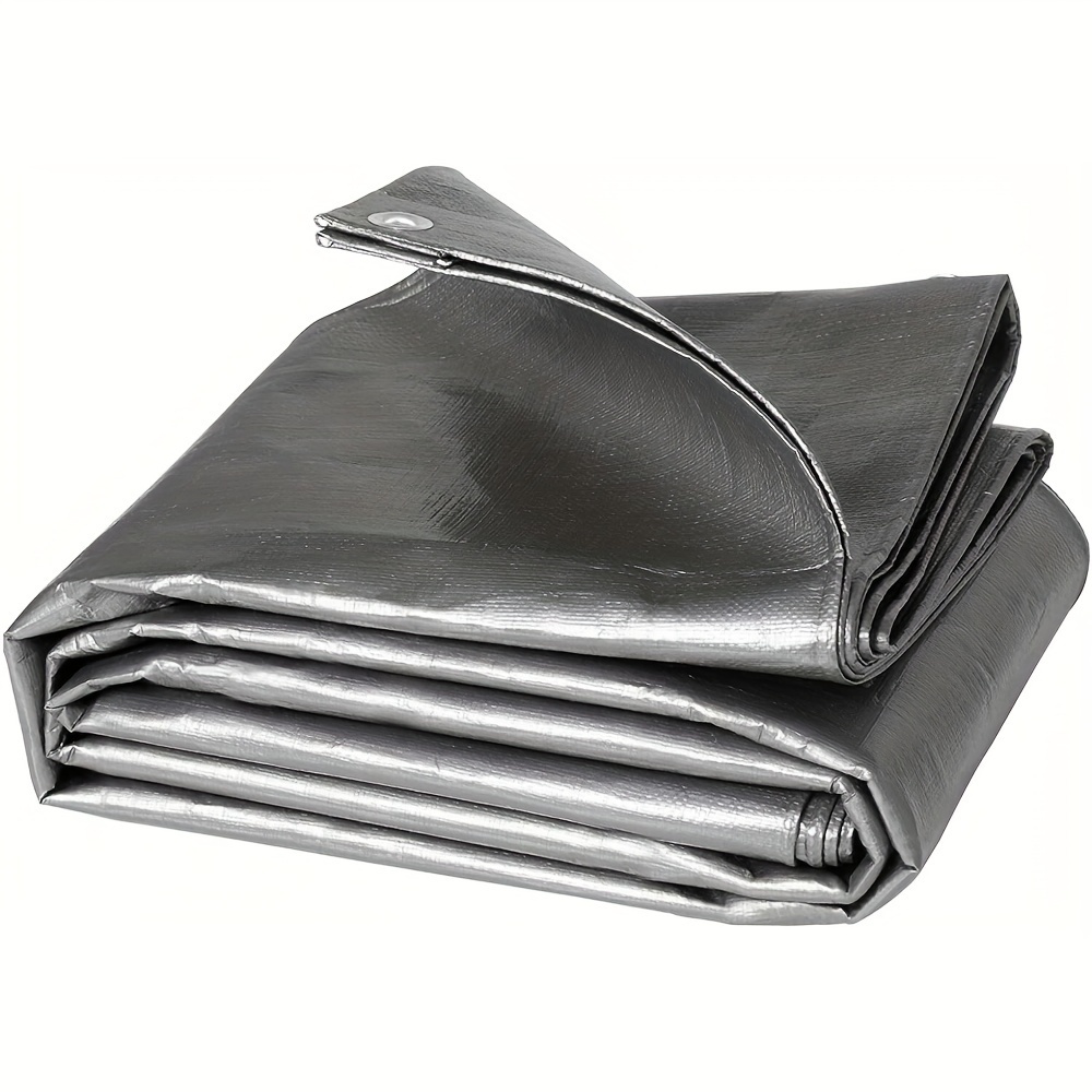 TEMU 1pc Pe Tarpaulin With Eyelets, Uv-resistant, Tear-resistant, Waterproof Tarp For Trucks, Furniture, Timber, Swimming Pool Cover, Grey, 180g/m²