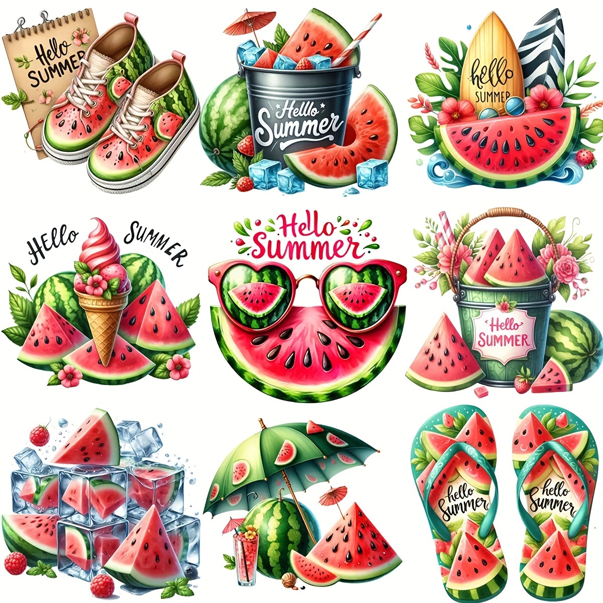 

Vintage Summer Watermelon Sticker Set - Creative Diy Scrapbooking, Journaling & Photo Album Decor | Matte Finish, Self-adhesive Paper Stickers For School Crafts