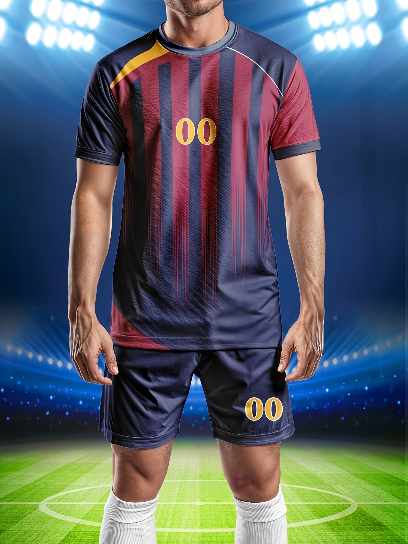 2025 Conjunto de camisetas de fútbol personalizables para hombres y  número personalizados, uniformes de equipo para adultos, tela cómoda y tr