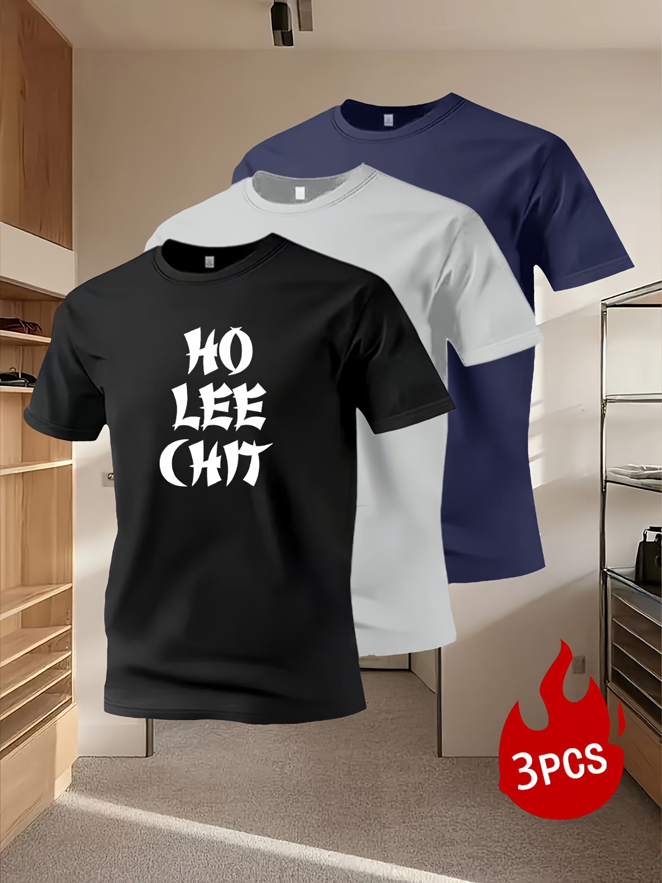 3pcs mens korean inspired   graphic t shirt set gym basketball outfit with korean lettering ho le chit   chit breathable round neck casual tees for fitness sports casual attire     white navy gray color options ideal   drama fans hand wash or   regular fit   multi color options   3pcs set black   blue 0