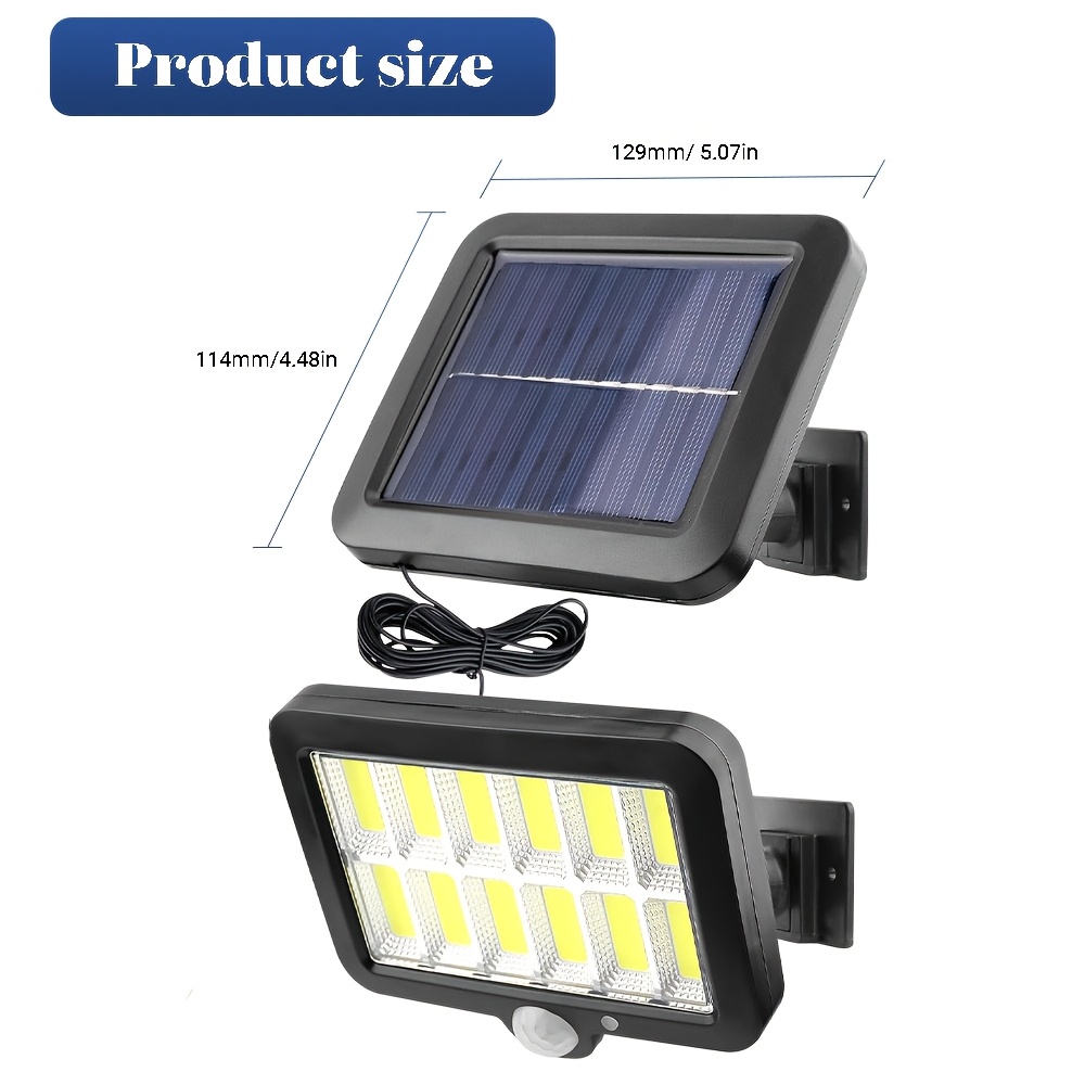 TEMU JC012 Lampe Murale Solaire Split - 12 Faces 120COB Détection Intelligente 3 Modes Lampe de Cour Extérieure Chargement Solaire