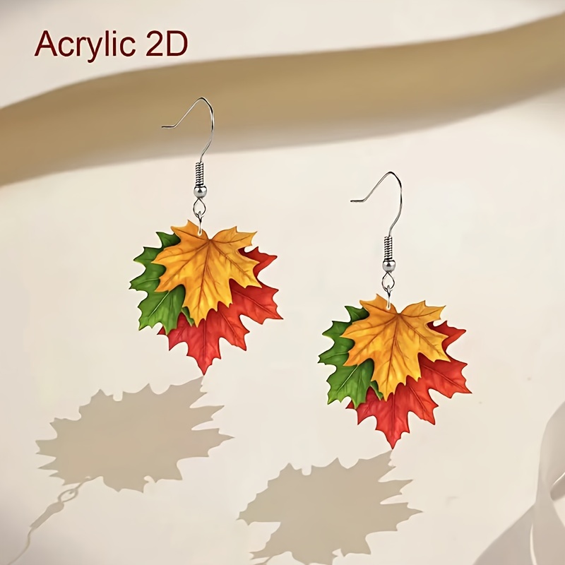 

Chic Maple Leaf Drop Earrings - Acrylic, Zinc Alloy Hooks | & Holiday Gifts