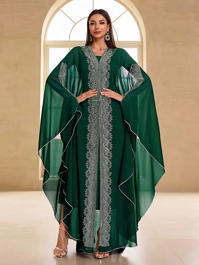 arabic style modest festival dress featuring rhinestones a - Temu Germany arabic style modest festival dress featuring rhinestones a - Temu Germany